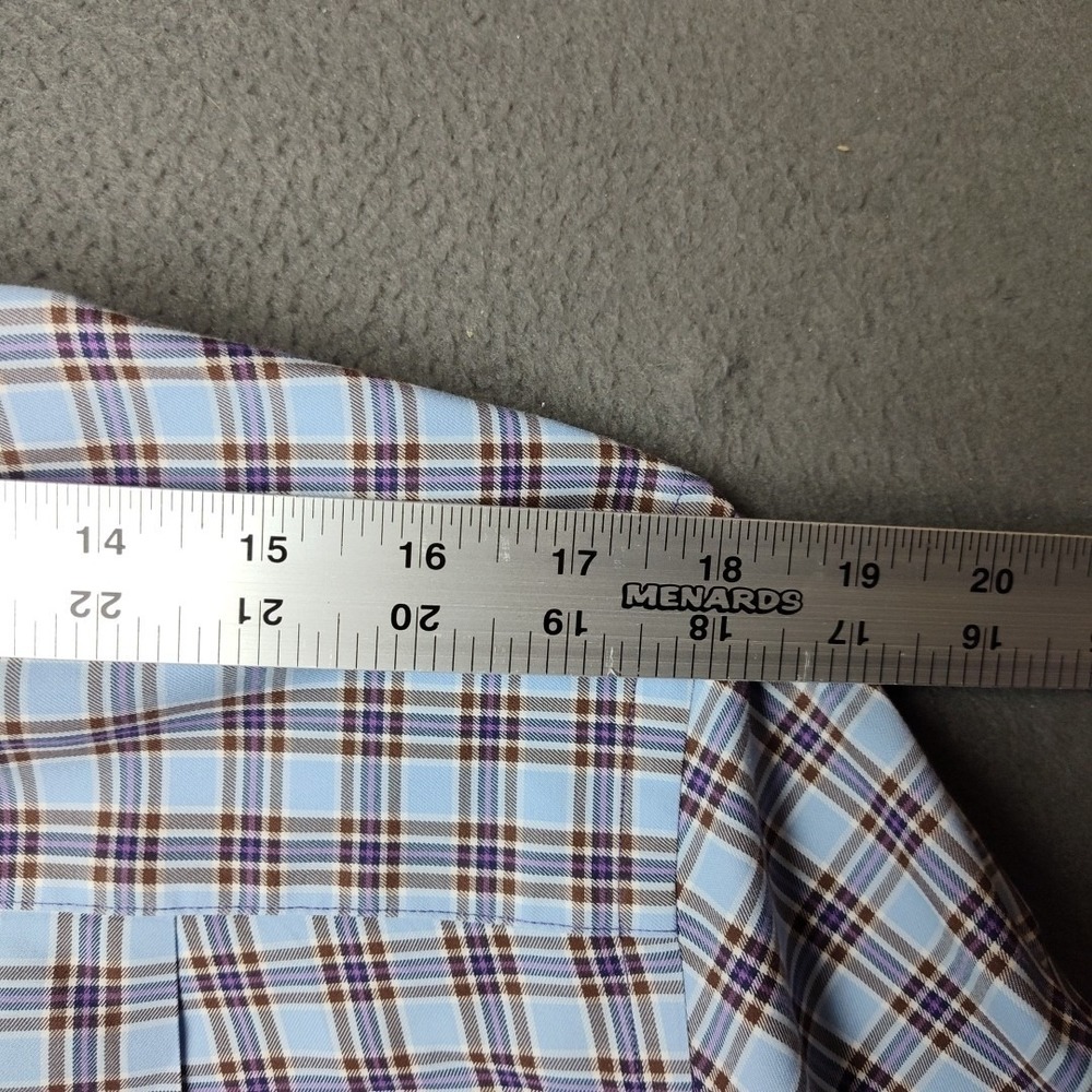 David Donahue Shirt Mens Medium Blue Plaid Button Up Spread Dress Work School - Picture 12 of 12